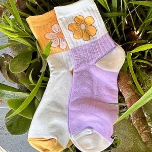1 pair Purple Flower Socks